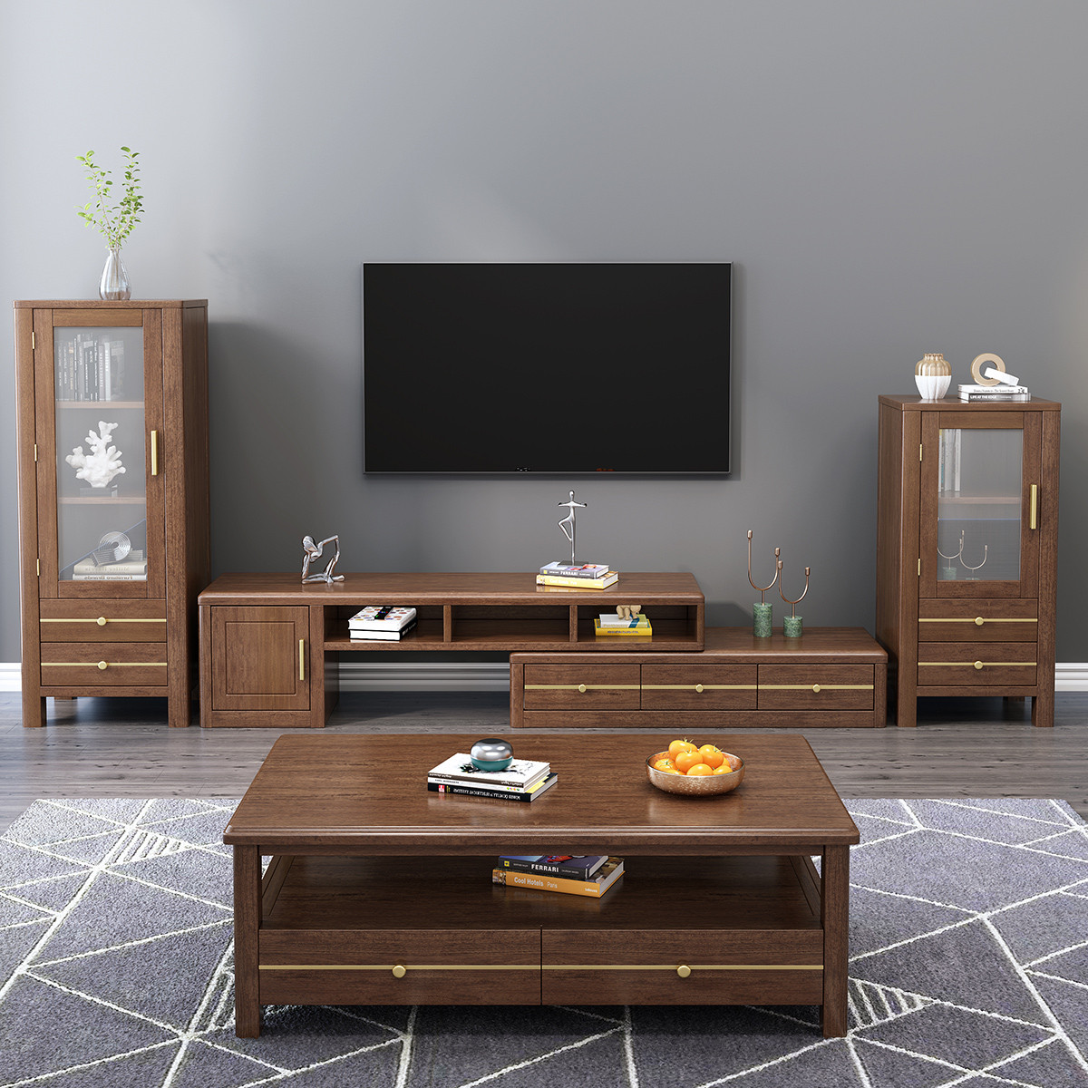 实木电视柜最新款,科技与生活的完美融合时尚家具展示