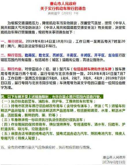 唐山限号最新政策解读与观点阐述